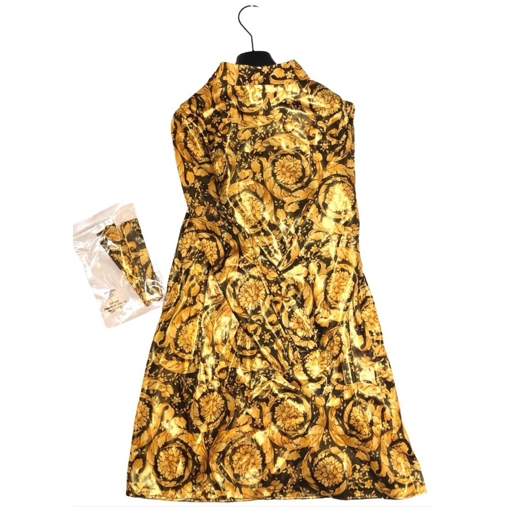 VERSACE Girls Black Gold Button Down Dress Waist Belt Sz 10A NWT 100% Authentic - Picture 5 of 9